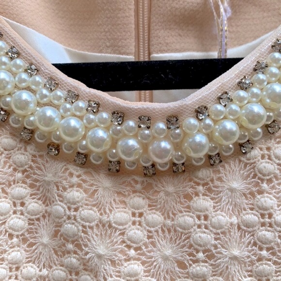 ModCloth Lace & pearl cream dress w/ black tulle. - Picture 8 of 16